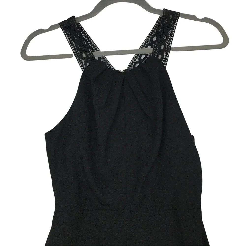 New Lush Lace Trim Black Jumpsuit Size Small - Picture 3 of 13